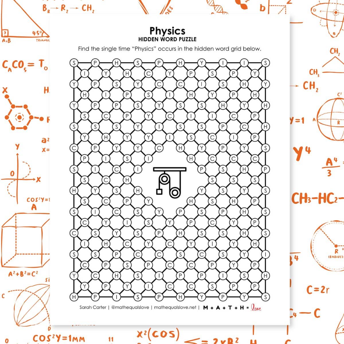 physics hidden word puzzle.
