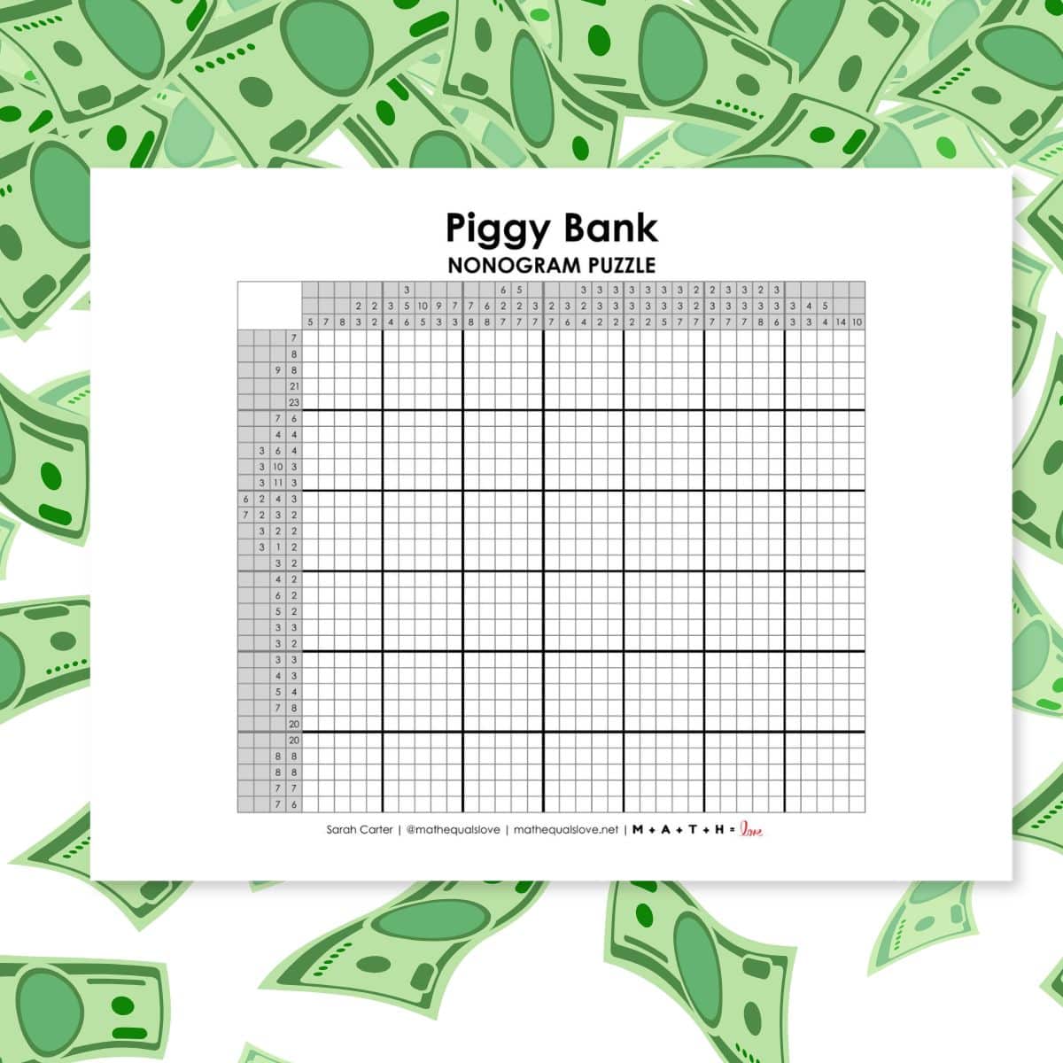 piggy bank nonogram puzzle.