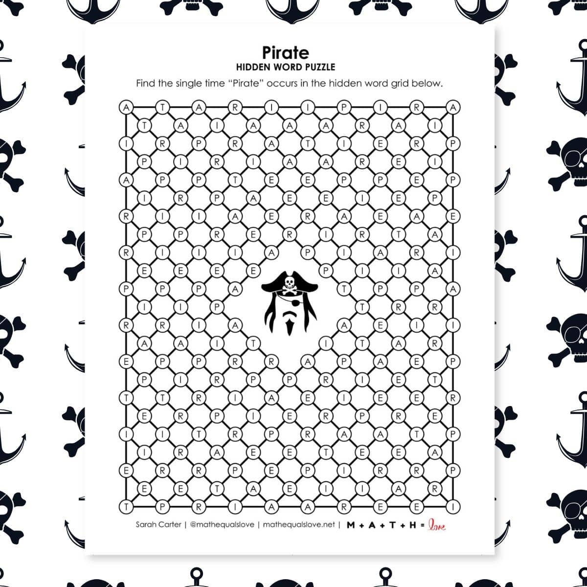 pirate hidden word puzzle.
