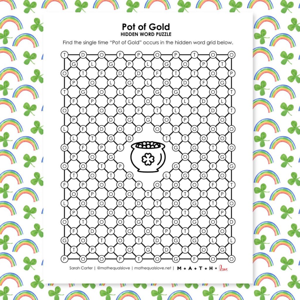 pot of gold hidden word puzzle.