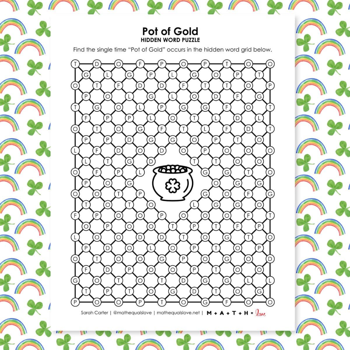 pot of gold hidden word puzzle.