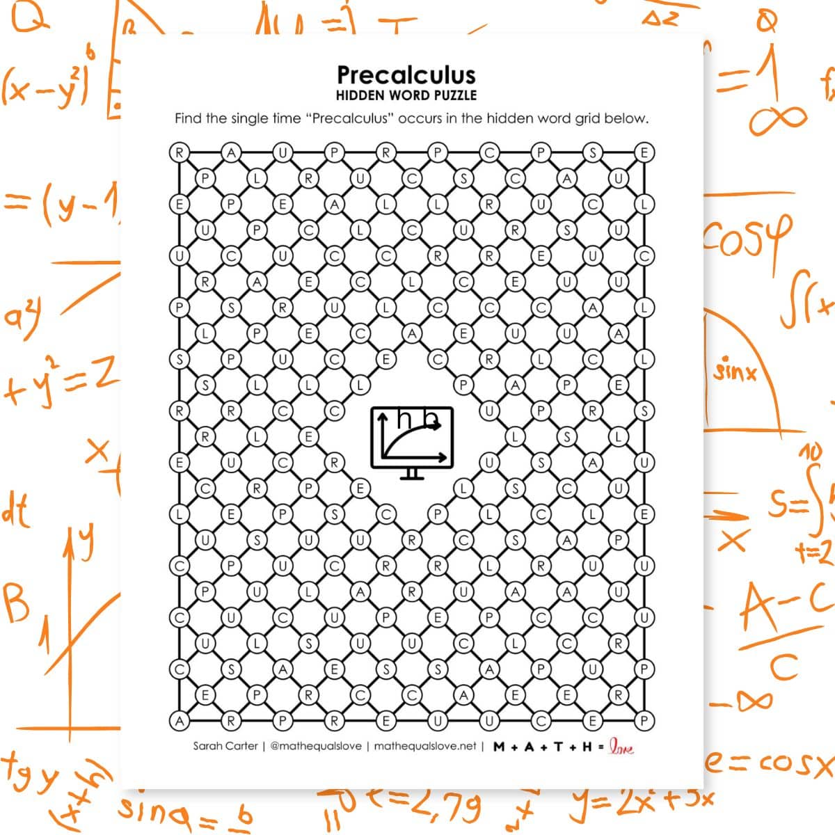 precalculus hidden word puzzle.