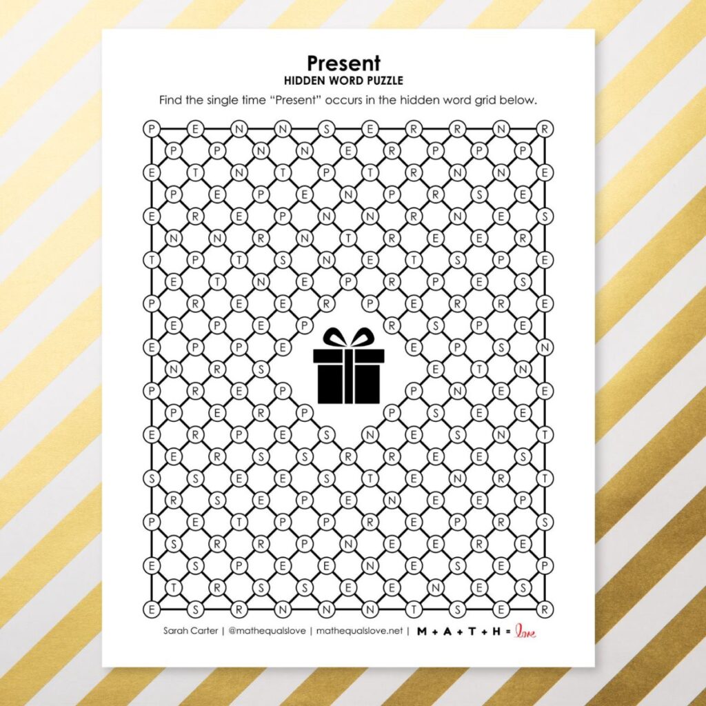 present hidden word puzzle.