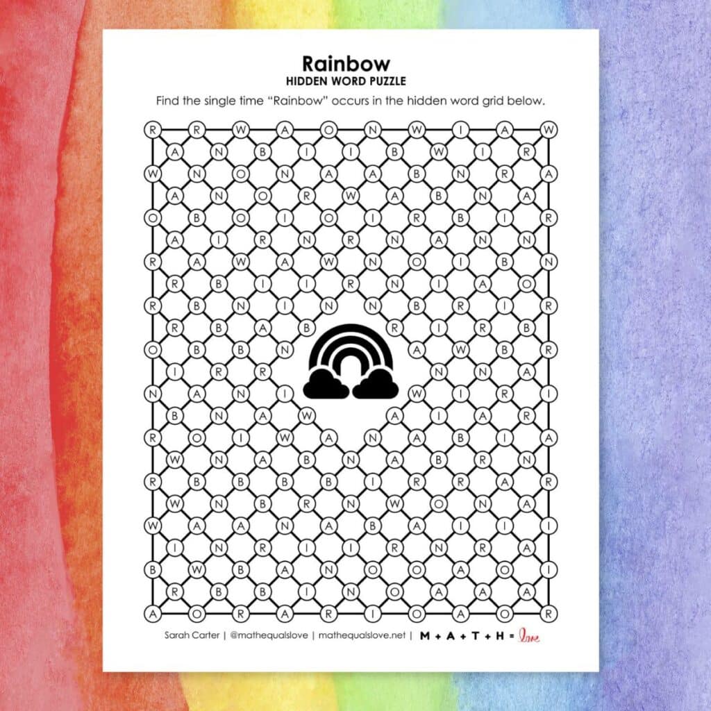rainbow hidden word puzzle.