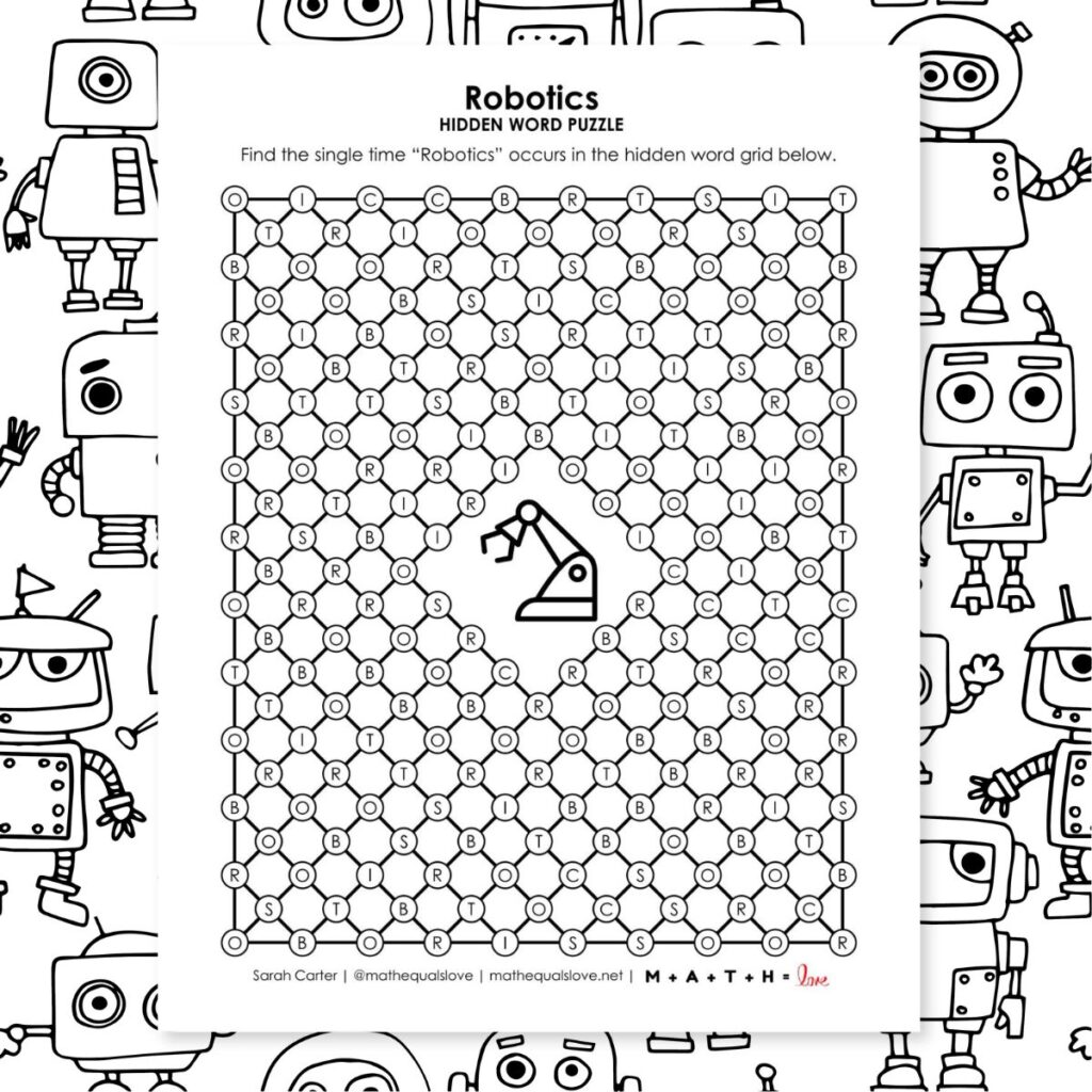 robotics hidden word puzzle.