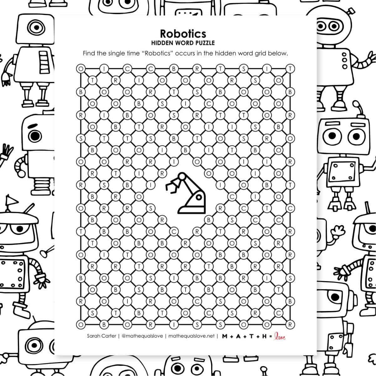robotics hidden word puzzle.
