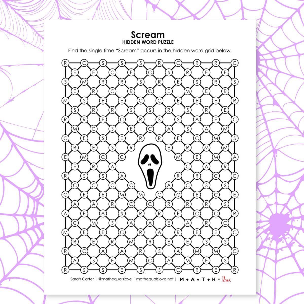scream hidden word puzzle.