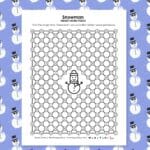 snowman hidden word puzzle for winter.