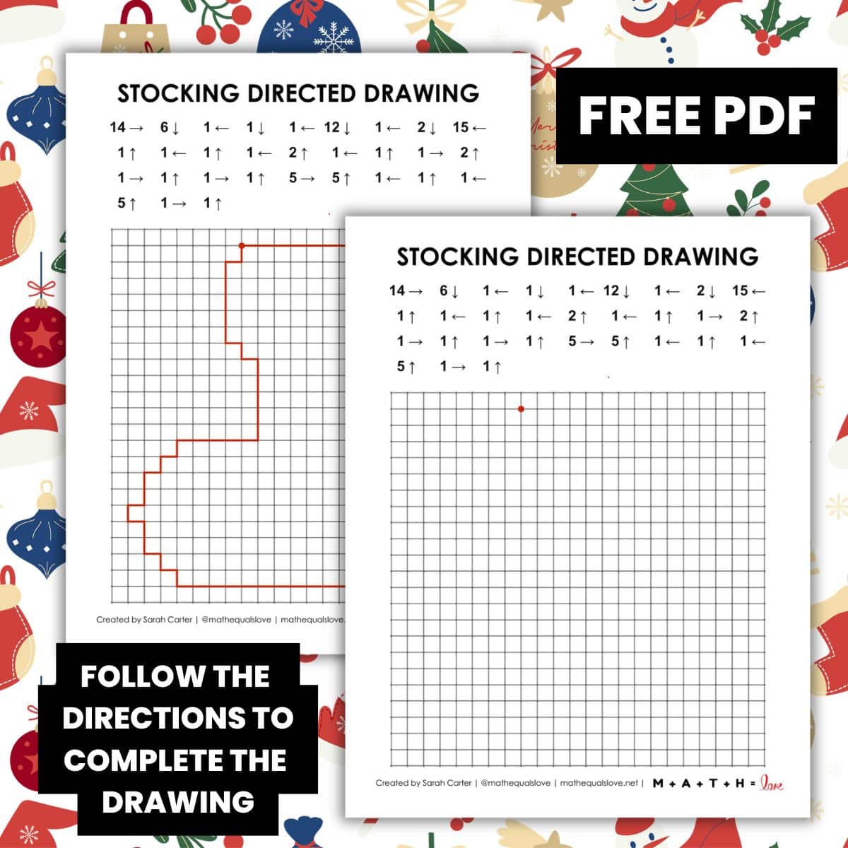 christmas stocking directed drawing worksheet.
