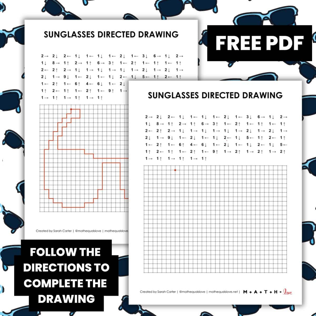sunglasses directed drawing worksheet for summer.