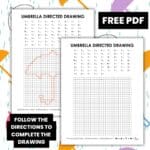 umbrella directed drawing worksheet for rainy day.