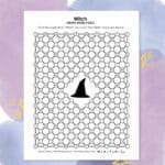 witch hidden word puzzle for halloween.