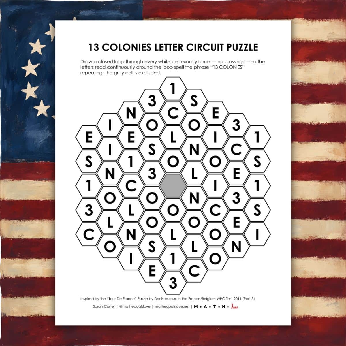 13 colonies letter circuit puzzle.