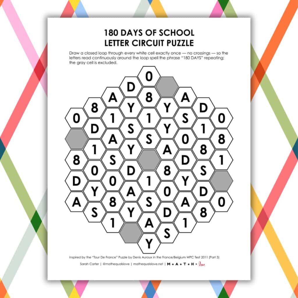 end of school year letter circuit puzzle.