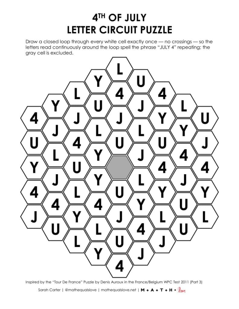 fourth of july letter circuit puzzle.