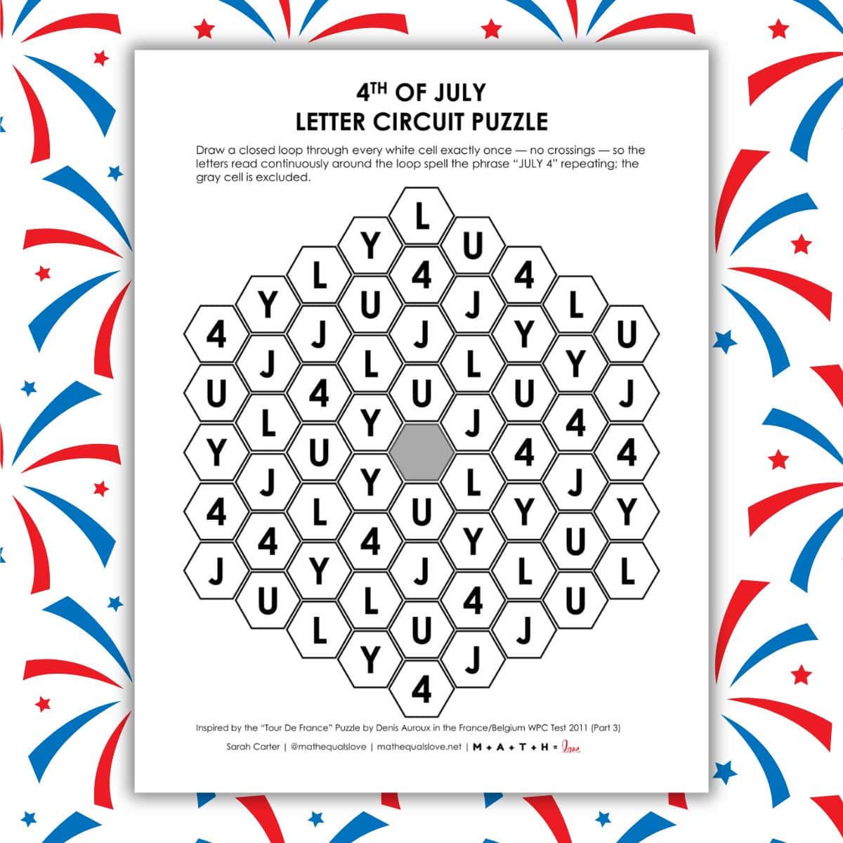 4th of july letter circuit puzzle for independence day.