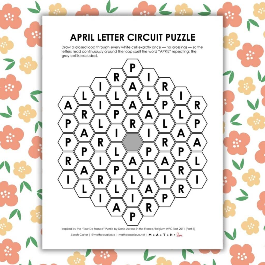 april letter circuit puzzle.