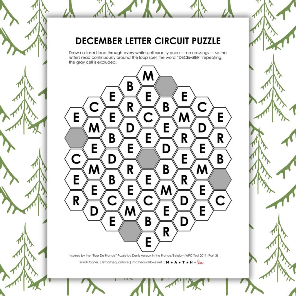 december letter circuit puzzle.