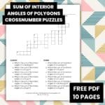 geometry sum of interior angles of polygons crossnumber puzzle worksheet activity.