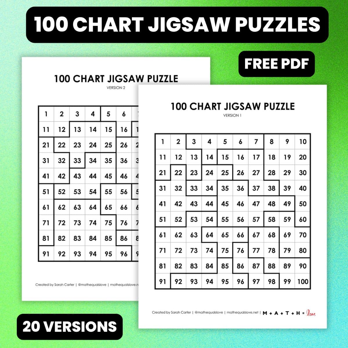 100 chart jigsaw puzzle.