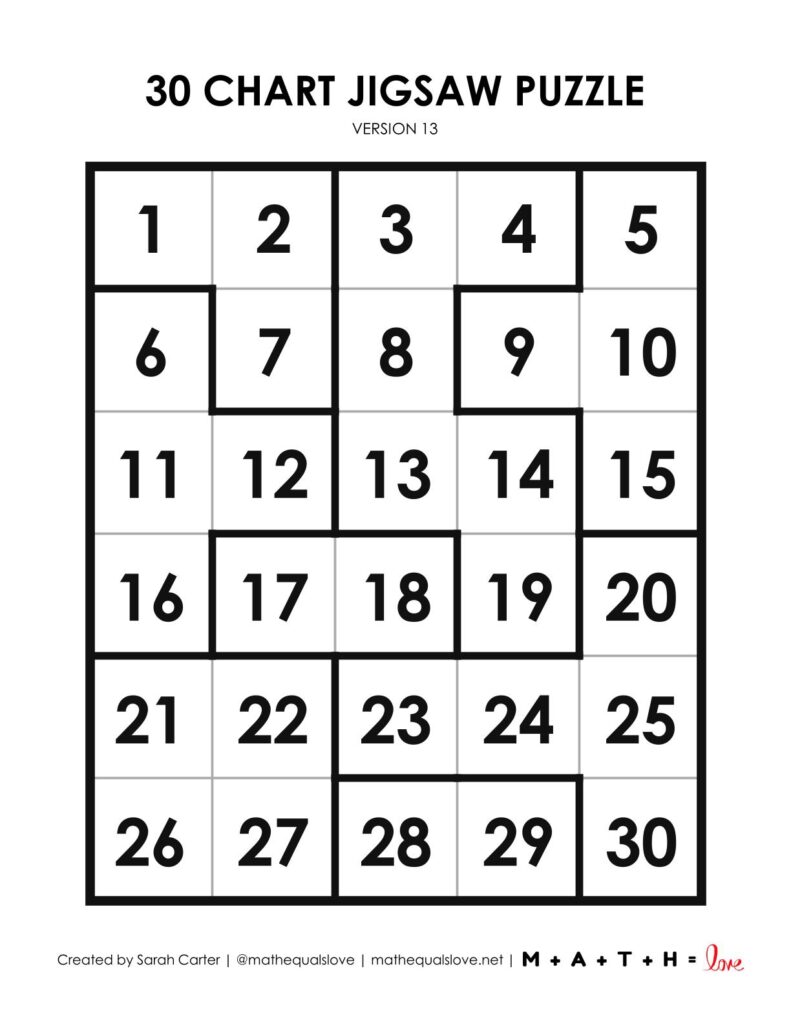 30 chart jigsaw puzzle activity.