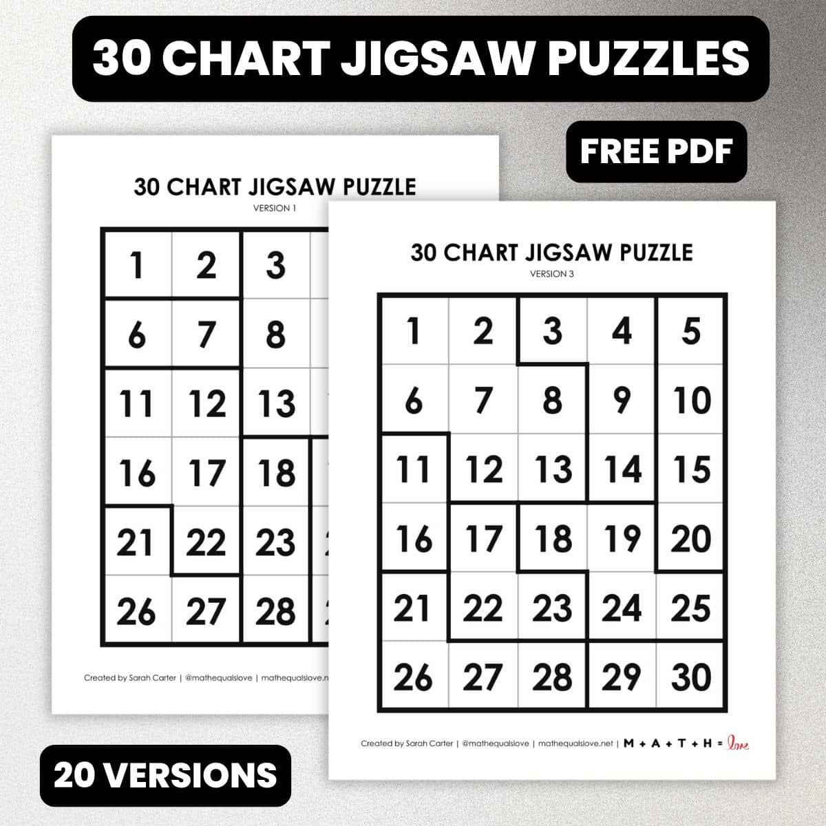 30 chart jigsaw puzzle activity.