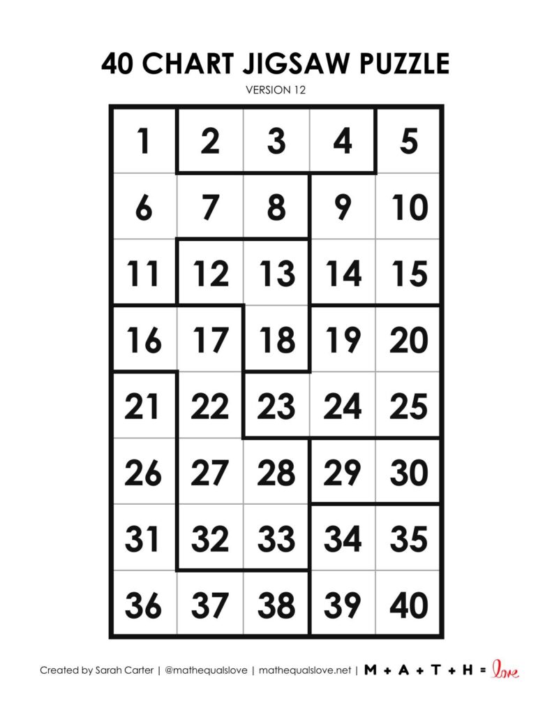 40 chart jigsaw puzzle activity.