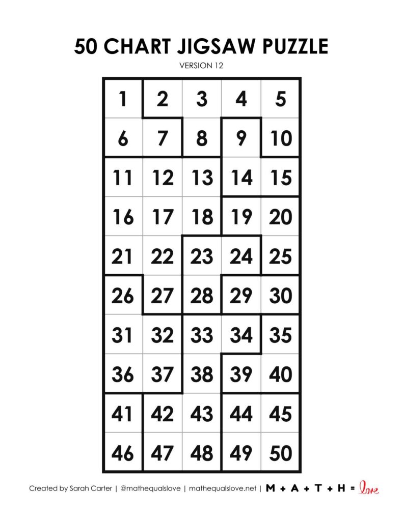 50 chart jigsaw puzzle printable.