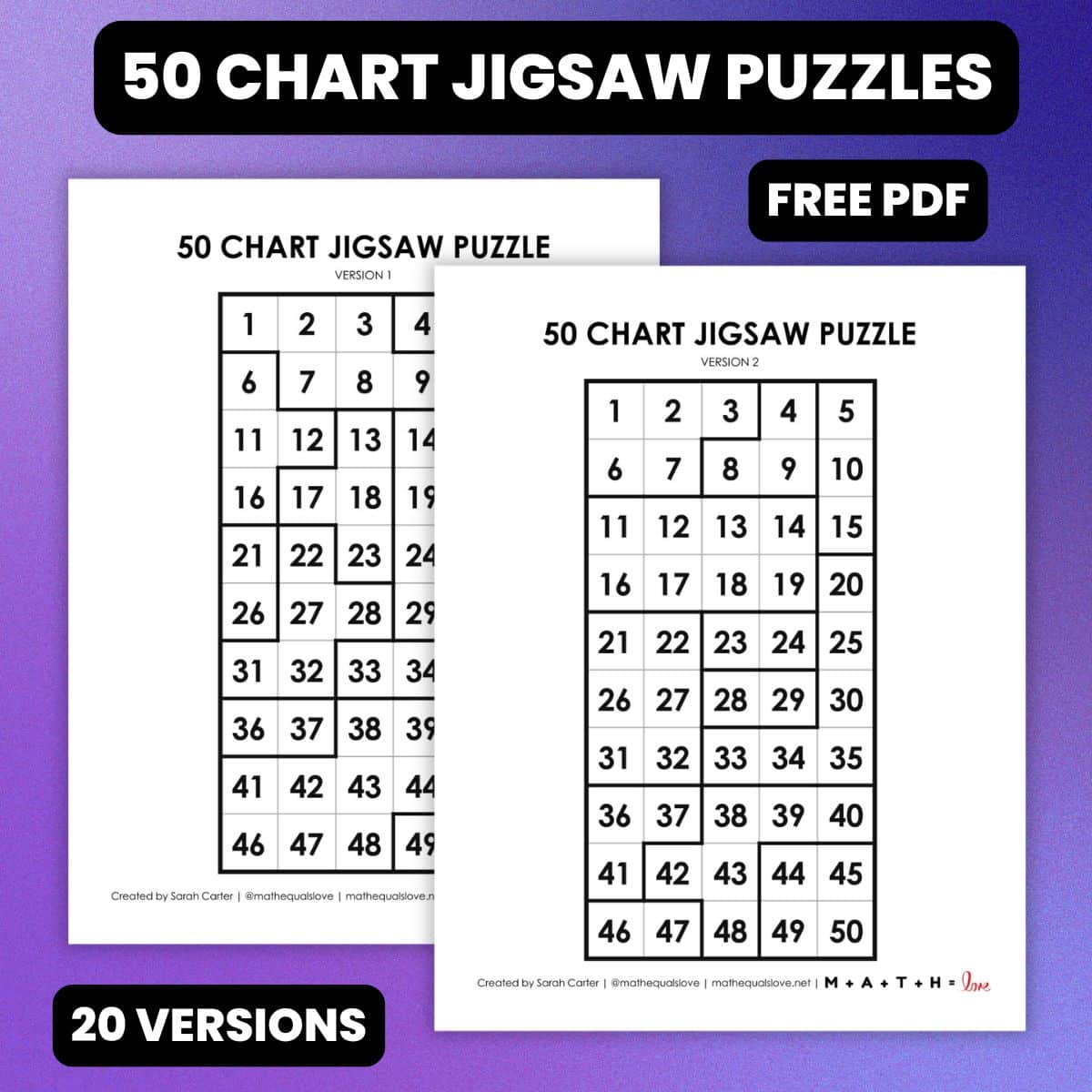 50 chart jigsaw puzzle activity.