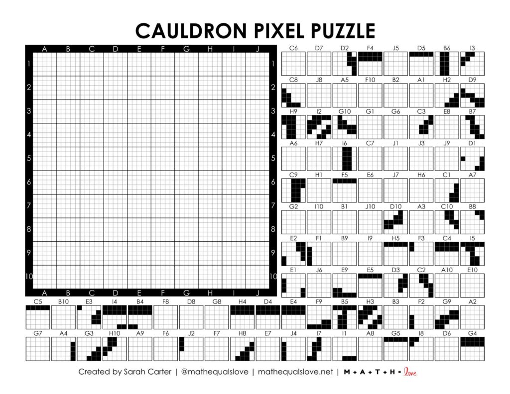 cauldron pixel puzzle for halloween.