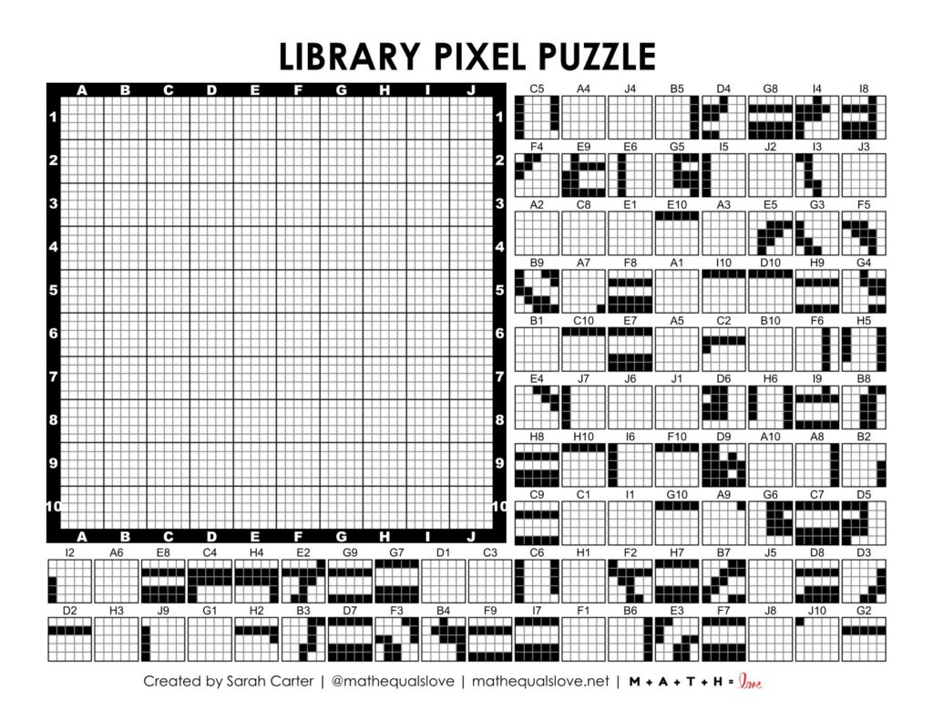 screenshot of library pixel puzzle.