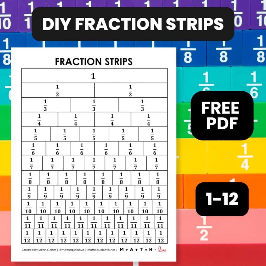 free printable fraction strips diy manipulatives.