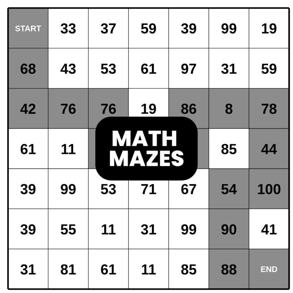free printable math maze worksheets.