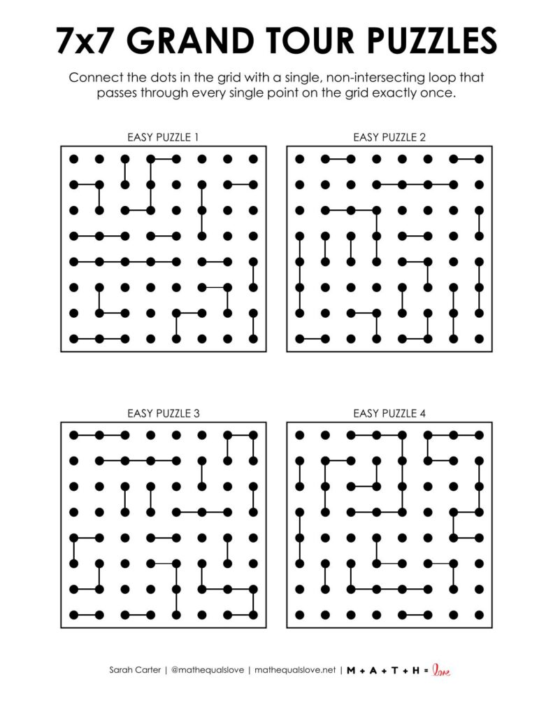 7x7 grand tour logic puzzle level easy.