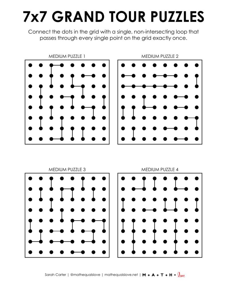 7x7 grand tour logic puzzle level medium.