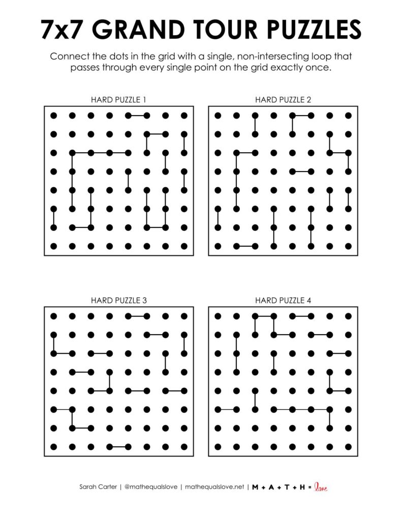 7x7 grand tour logic puzzle level hard.