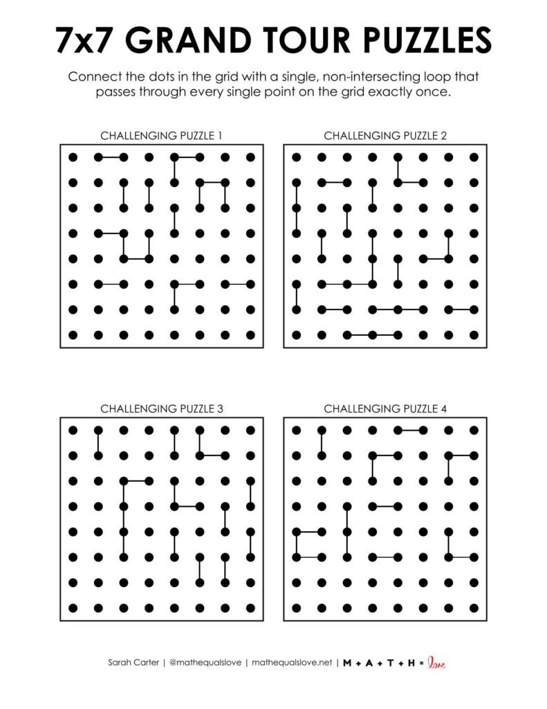 7x7 grand tour logic puzzle level challenging.