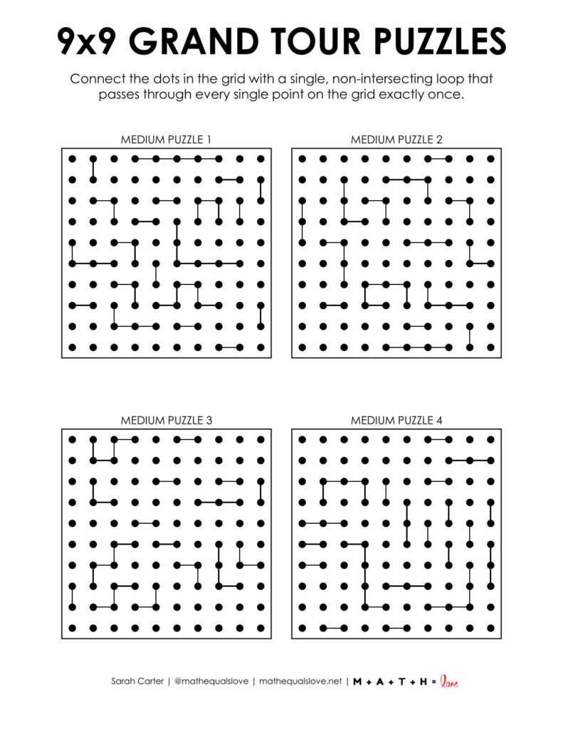 9x9 grand tour logic puzzle level medium.