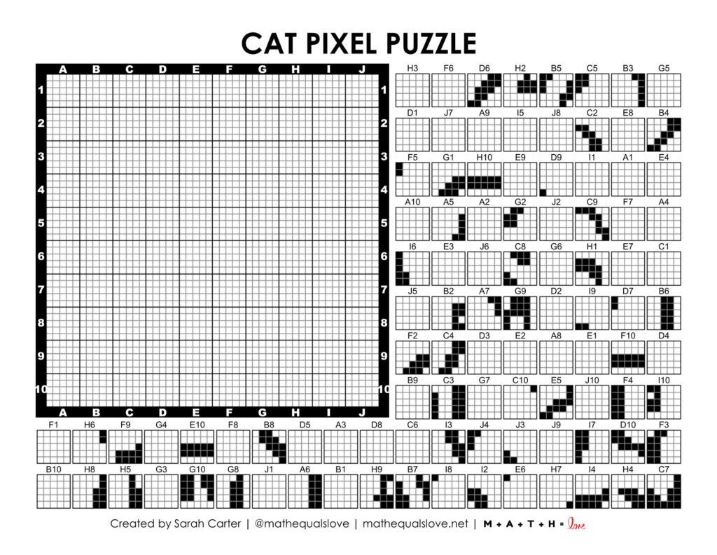 cat pixel puzzle worksheet.