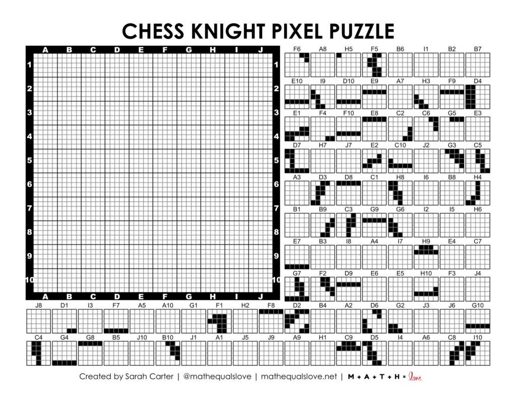 chess knight pixel puzzle.
