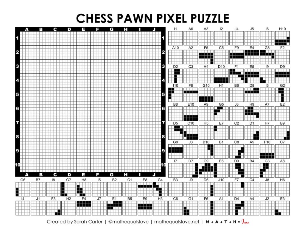 chess pawn pixel puzzle worksheet.