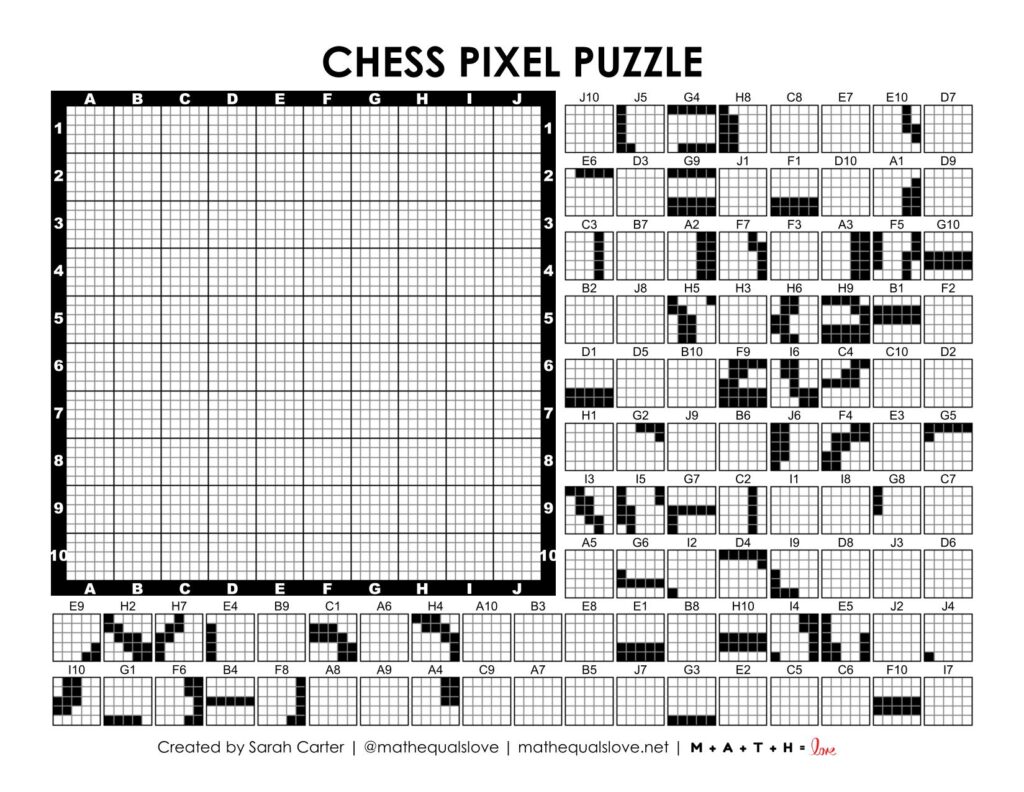 chess pixel puzzle worksheet.