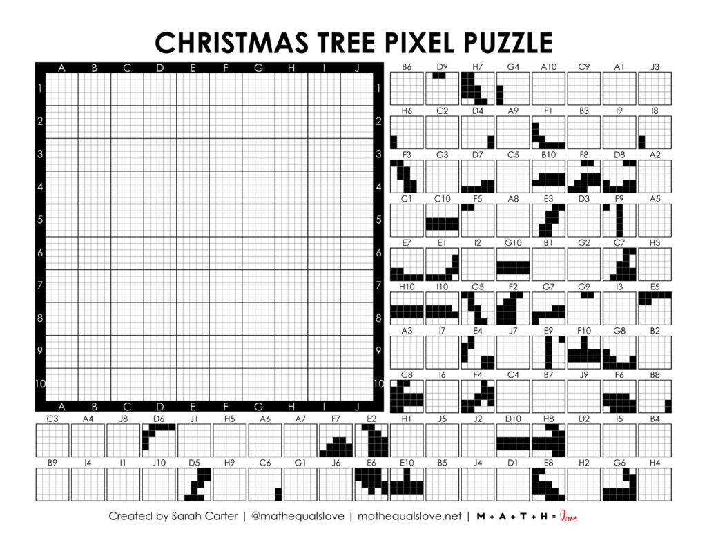 screenshot of christmas tree pixel puzzle.
