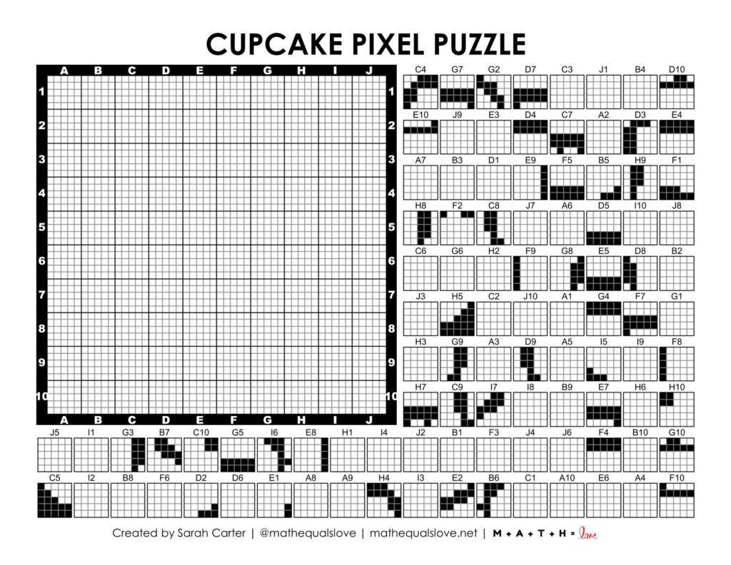 screenshot of birthday cupcake pixel puzzle.