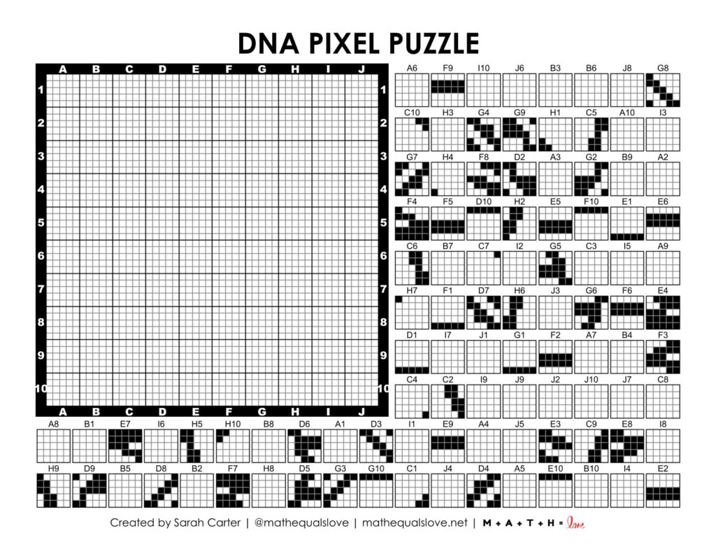 screenshot of dna pixel puzzle worksheet for science.