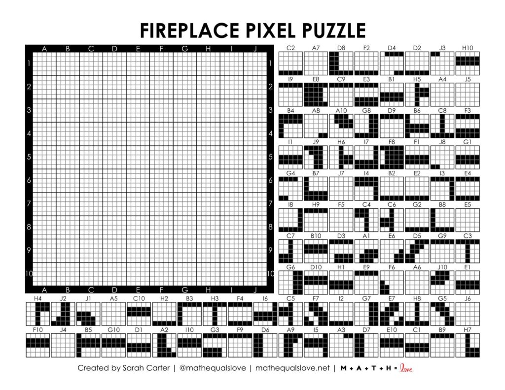 screenshot of fireplace pixel puzzle.