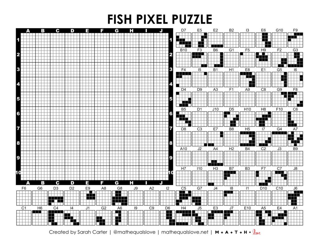 fish pixel puzzle worksheet.