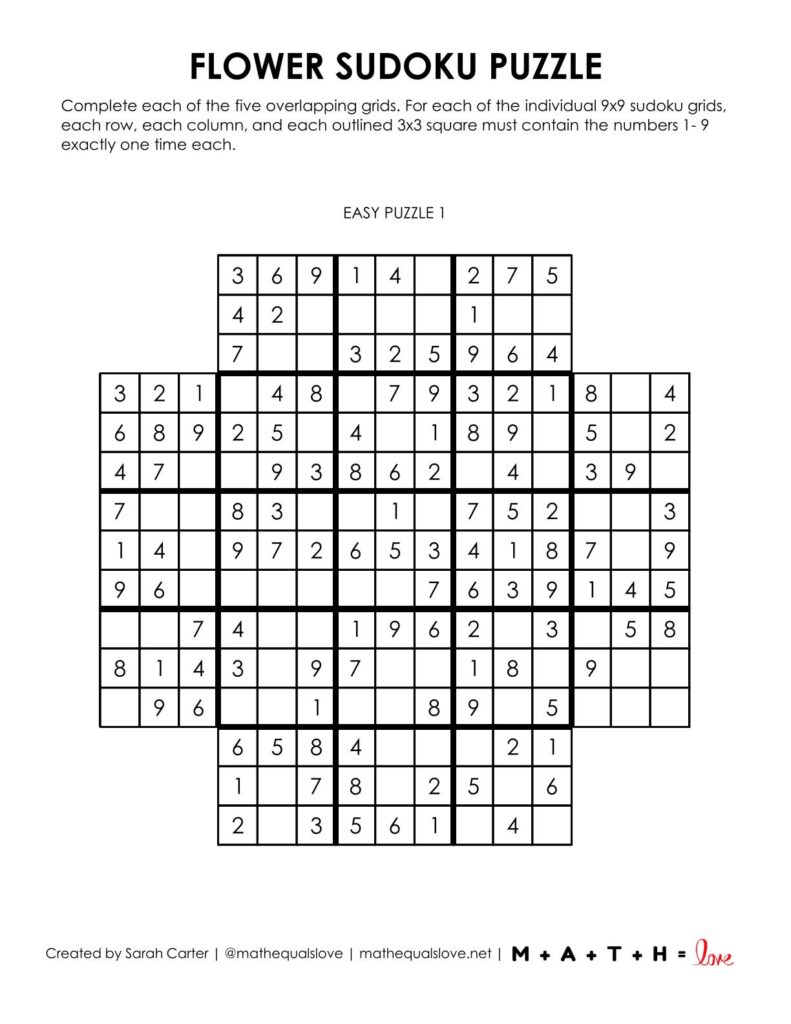 flower sudoku puzzle free printable.