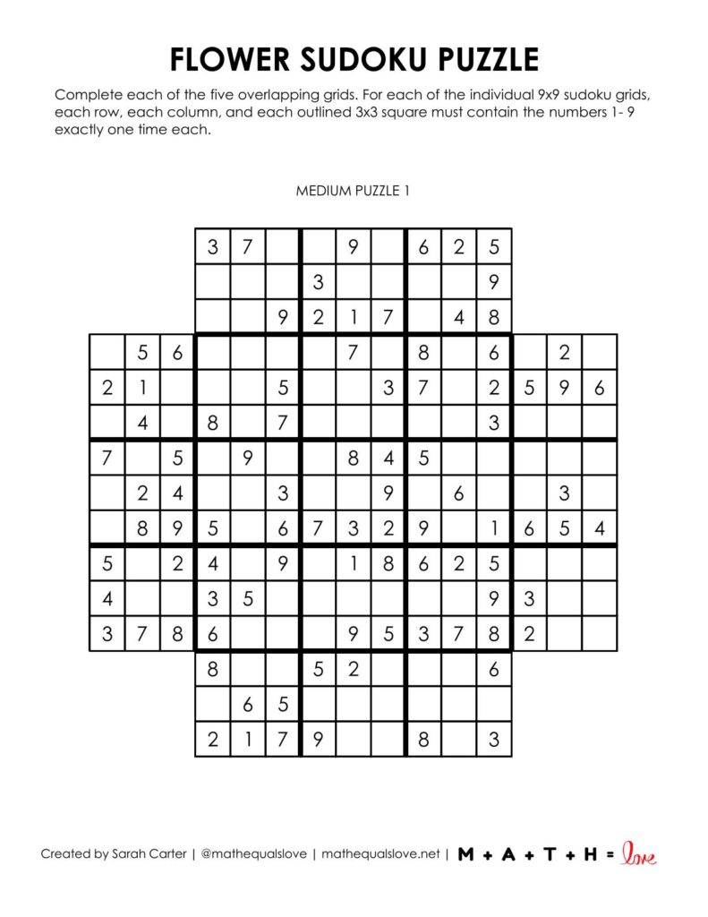 flower sudoku puzzle level medium.