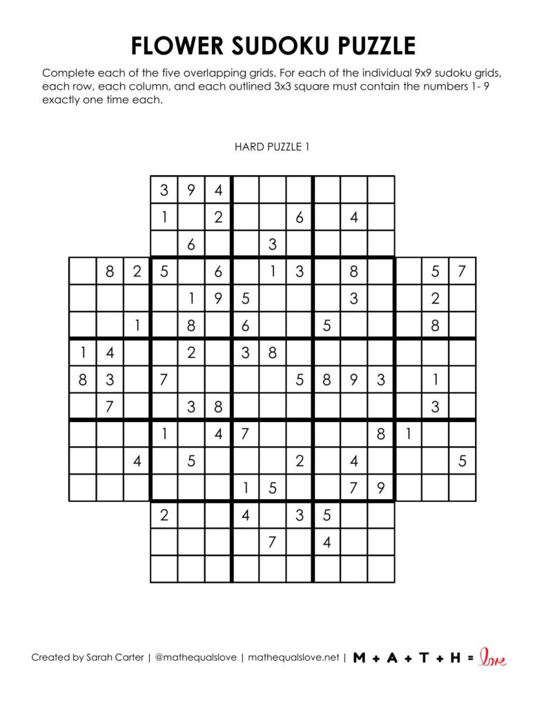flower sudoku puzzle level hard.